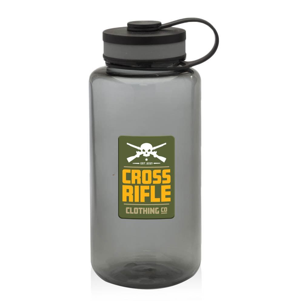 Cross Skull Rifle Block Logo Water Bottle