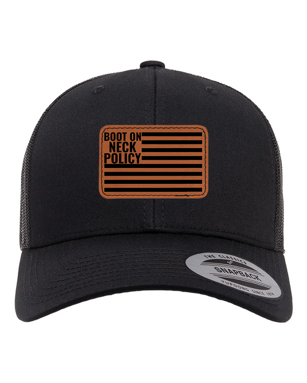 BOOT POLICY Leather Patch Snapback