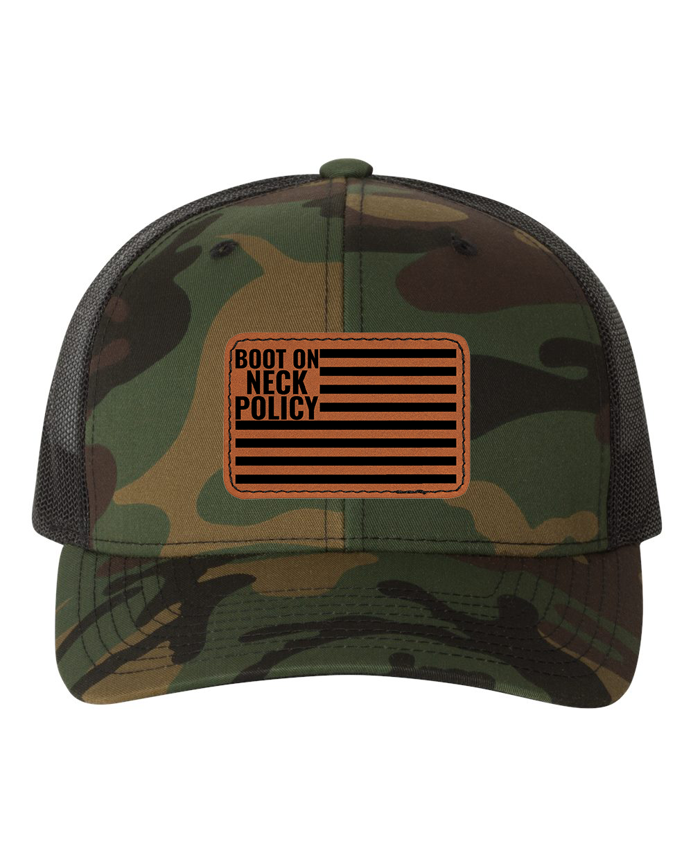 BOOT POLICY Leather Patch Snapback