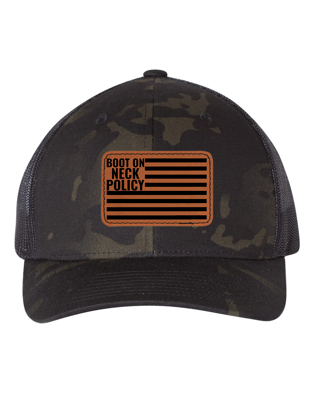 BOOT POLICY Leather Patch Snapback
