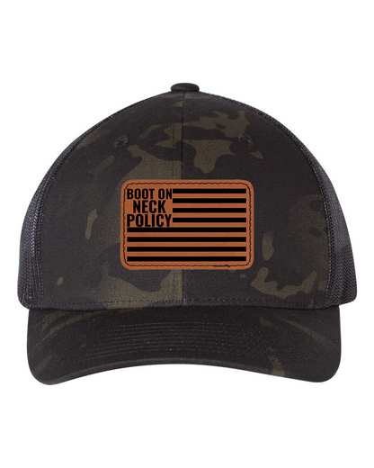 BOOT POLICY Leather Patch Snapback