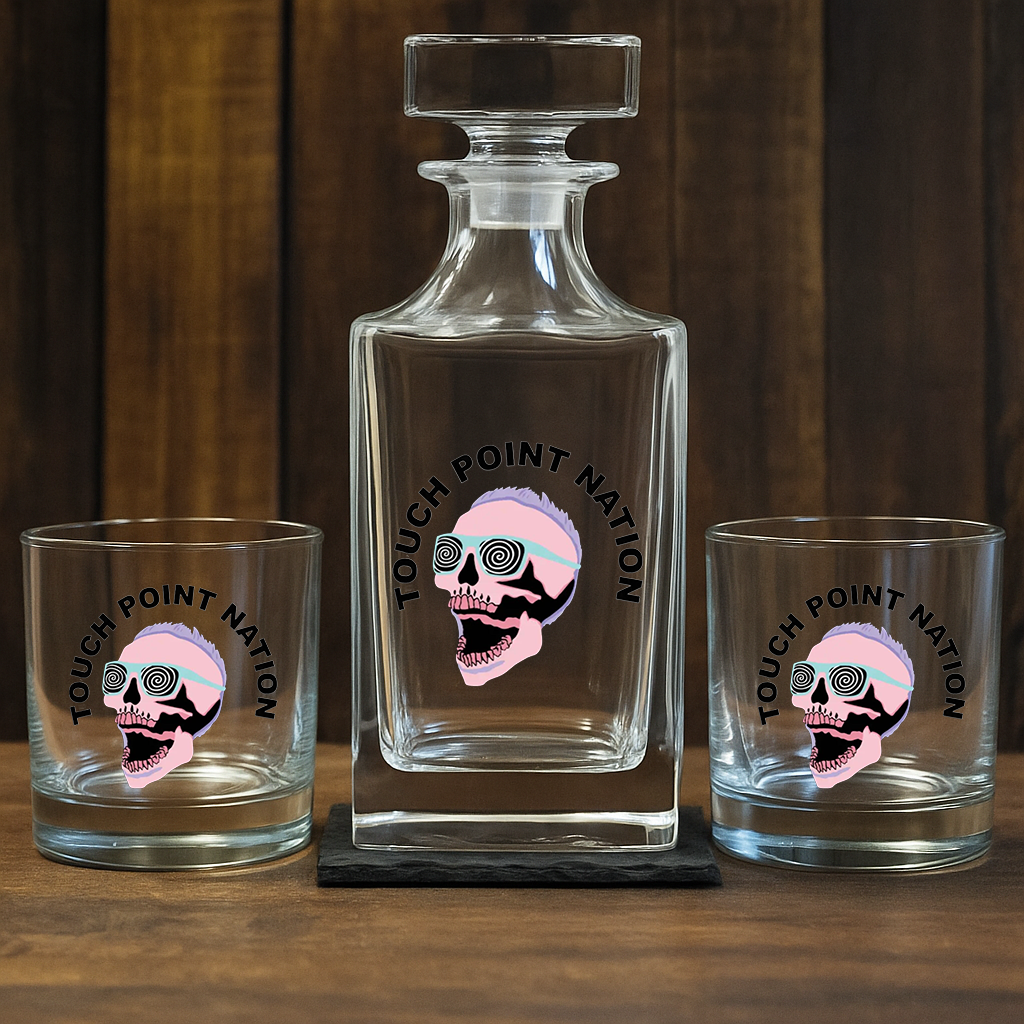 TOUCH POINT NATION SKULL LOGO DECANTER + LOW BALL SET