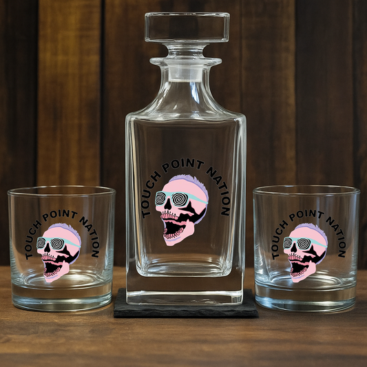 TOUCH POINT NATION SKULL LOGO DECANTER + LOW BALL SET