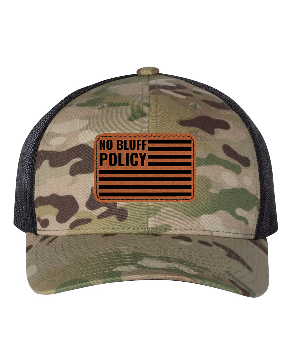 NO BLUFF POLICY Leather Patch Snapback
