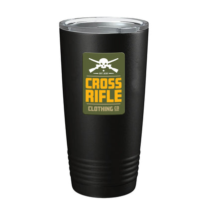 Cross Skull Rifle Block Logo Tumbler