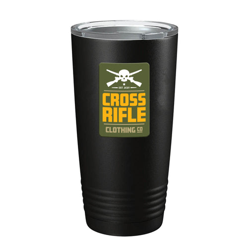 Cross Skull Rifle Block Logo Tumbler