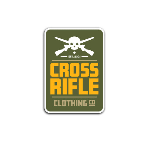 Cross Skull Rifle Block Logo Sticker
