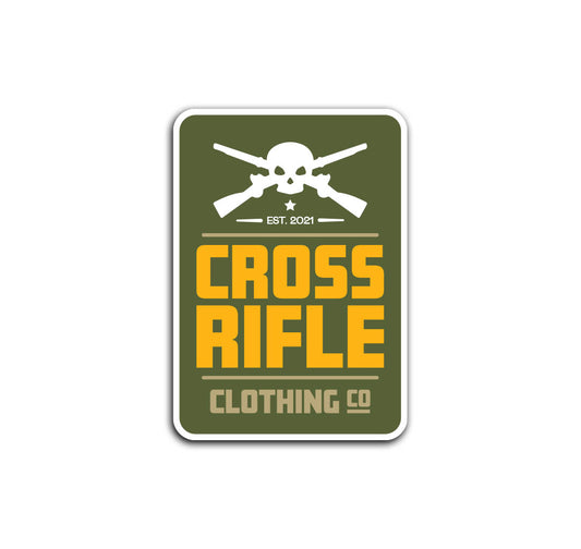 Cross Skull Rifle Block Logo Sticker