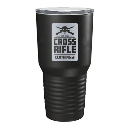 Cross Skull Rifle Block Logo Laser Tumbler
